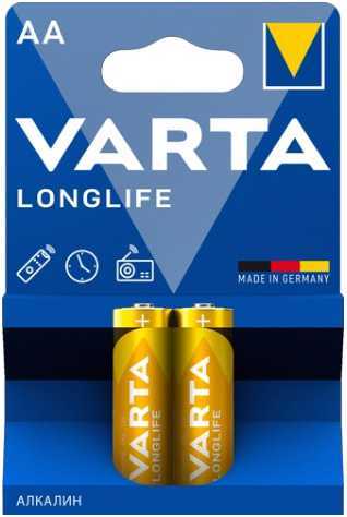 Батарейка Varta LONGLIFE LR6 AA BL2 Alkaline 1.5V (4106) (2/40/200) Элементы питания (батарейки) фото, изображение